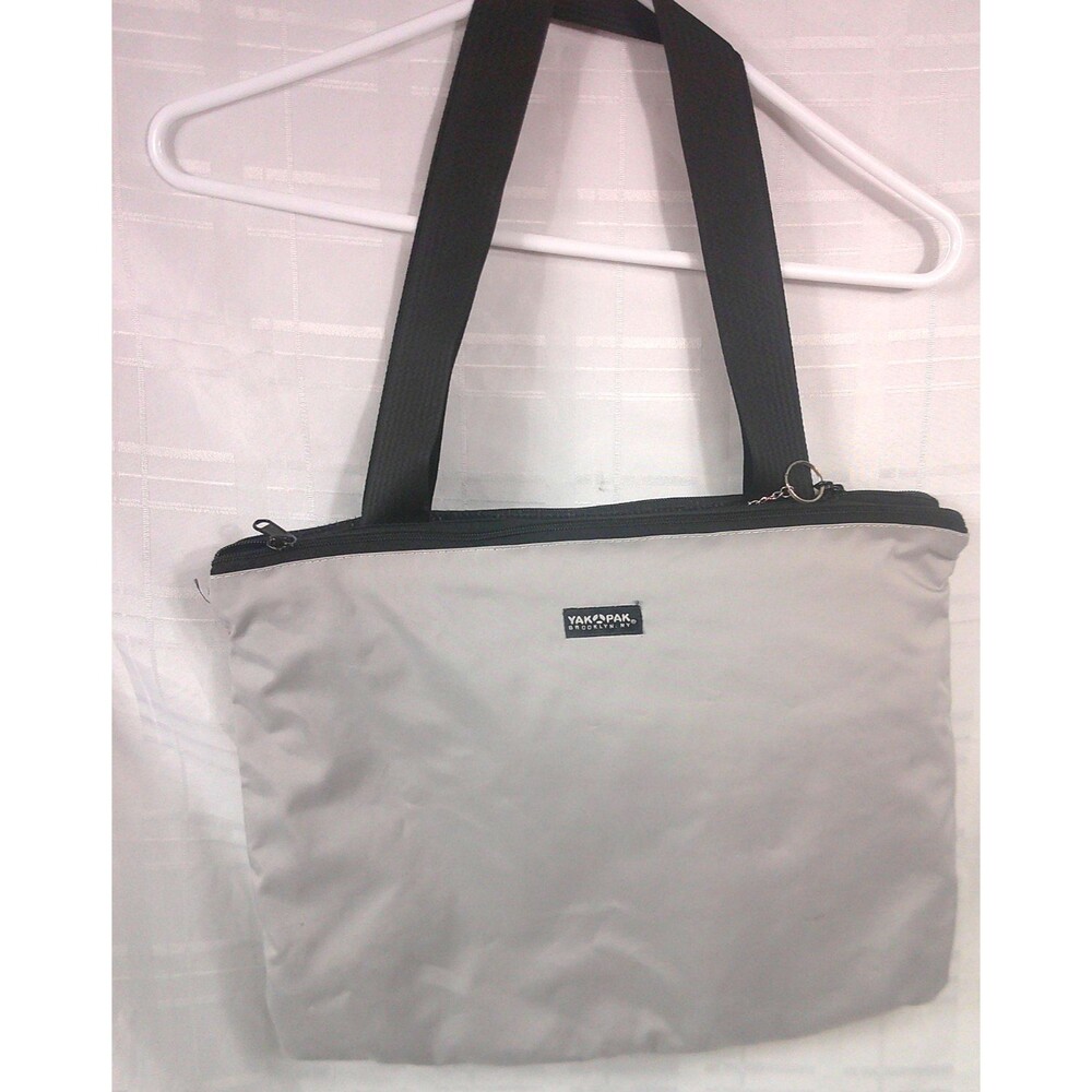 Yak Pak Tote Bag Black Grey Reversible 3 Pockets 2 Handles Heart Charm 12x16